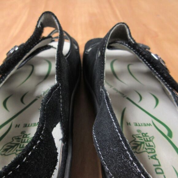 WALDLAUFER Zander Black Glitter Leather Sandals Womens Sz 9 Ortho Comfort Shoes - Picture 4 of 16